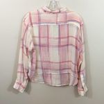 Anthropologie  Holding Horses Brushed Plaid Cream/Pink Sheer Button Down Top Photo 6