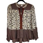 Patrons of Peace Anthropologie  Long Sleeve Boho Floral Flowy Blouse Top Medium Photo 0