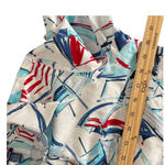 CHAPS  Womens L Button Up Shirt Nautical Preppy Umbrella Print Gingham Plaid Cuff Photo 8