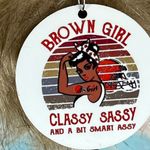 NFL  Inspired Brown Girl Round Keychain With Faux Fur Pom Pom New Photo 2