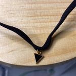 Black Wrap Choker Necklace with Triangle Charm Pendant Boho Minimalist Jewelry Photo 1