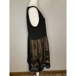 Entro  Little Black Dress Womens L Floral Lace Slip Tunic Sleeveless Babydoll Photo 3