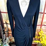 Carlisle  Double Zipper Ruched Front Slimming Dress Black 8 Photo 3