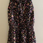 Mossimo Floral Smocked Waist Dress Womens XS Tie Front Sleeveless Black Photo 0