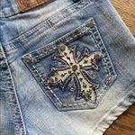 Soundgirl  Jean Shorts with Cross Embroidery Photo 2
