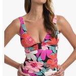 La Blanca Over the Shoulder Front Knot Tankini Swimsuit Top Size 8, New w/Tag Photo 4
