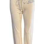 Juicy Couture Terry Cloth Drawstring Flare Pant Y2K Sweatpant Small S White Photo 1