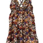 Urban Outfitters Floral Ruffle Mini Dress Open Back Crisscross Straps Size S Photo 2