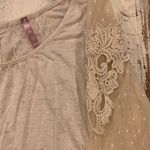 Mauve Sheer Lace and Knit Accent T Shirt Size M Photo 1