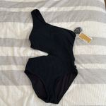 Michael Kors NWT Black One-Shoulder Cutout Swimsuit Photo 2