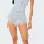 Edikted Fluffy Denim Romper Photo 0