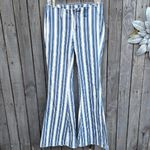 Free People  Blue and White Striped Straight Leg Jeans Photo 2