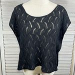 Mossimo Supply Co . Open Weave Cropped Poncho Sweater Black-Medium Photo 0