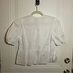 White Puff Sleeve Bow Peplum Top Sz Small Photo 5