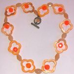 Bright Orange Cutout Abalone Shell Beaded Boho Necklace Photo 0