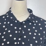Merona Black White Polka Dot Button Down Shirt Women’s Medium Long Sleeve Blouse Photo 3
