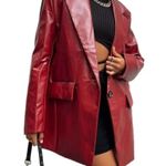 COMINT Womens single breasted red leather jacket blaser VINTAGE M Black Size M Photo 9