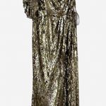 Mac Duggal Cap Sleeve Gown Gold Cowl Neck Trumpet Sequin Gown Maxi Dress 16 Photo 5