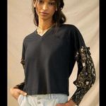 Anthropologie Let Me Be Sydney Puff-Sleeved Top Ruched Cuff Ruffle Cottagecore S Photo 0