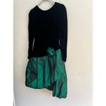 Jessica McClintock Vintage 80’s Black Velvet & Green Bubble Skirt with V-Neck Back Size: Medium Photo 1