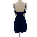 LIONESS Awakening Dress Midnight Blue Pinstripe Cutout Mini Size Small Photo 7