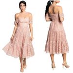 Dress the Population  River Lace Off the Shoulder Fit & Flare Dress Blush L NWOT Photo 1