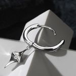 Star Dangle Drop Earrings for Men Women,Personality Punk Hip Hop Earrings Silver Photo 1