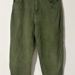 RUTI Size 4 Barrel Leg Jeans Cropped High Rise Olive Green Relaxed Fit Photo 0