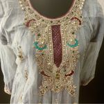 Handmade Beaded Embroidered Dress Pakistani Indian Bollywood Wear Party wear 3pc Gray Photo 5