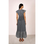 Banjanan Aurelia Ruffle Sleeve Tiered Maxi Dress in Gingham Noir Small Blue Photo 1