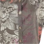 St. John  Sport Brown Floral Long Sleeve Button Up Down Shirt Size M Photo 5