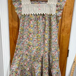 Vintage Floral House Dress Flutter Sleeve Embroidered Yoke Cottagecore Green Size M Photo 0