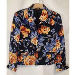 Ellen Tracy 14 Blue Floral Open Front Blazer Jacket Tapestry HIDDEN FLAW READ Photo 0