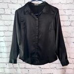 Brandy Melville John Galt Women's Black Long Sleeve Button Down Satin Top Photo 0