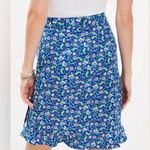Loft  Floral Blue Ruffle Mini Skirt Linen Blend Casual Summer 12 Photo 5