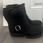 Style & Co . fleurr Belt Lug Booties Women’s 8M Faux Fur boots Black 8.5 Photo 1
