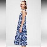 Gap A-Line V-Neck Linen Adjustable Straps MIDI Dress Tie Dye Blue/White 4 NEW Photo 4