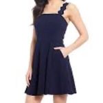 City Vibe NEW NWT Solid Navy Blue Mini Fit & Flare Dress Party Wedding JUNIORS Photo 2