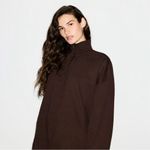 SKIMS  Boyfriend Fleece Oversized Half-Zip Pullover In Espresso Photo 2