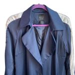 Belle Vere Navy Blue Belted Trench Coat Jacket Unique Sleeves Satin Feel Sz S Photo 1