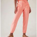 Athleta  Retreat Linen Jogger Pants Sunset Glow Orange Size 14 Photo 3