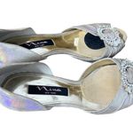 Nina New York Holo iridescent Open Toe Heels Size 8M Evening Pump Formal Silver Photo 4