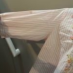 Quacker Factory  1X Embroidered Rhinestone Quarter Length Pink Striped Floral Photo 2