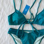 Cupshe NWT  Teal Shimmer Bikini Set Size Small Photo 4