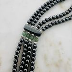 Vintage Hematite & Green Beaded Statement Necklace Gray Photo 7
