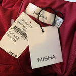 Misha Vina Drape Knit Long Sleeve Cut Out Midi Dress Wine Size 2 NWT Red Photo 9