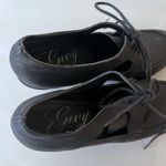 Envy  Womens Black Leather Peep Toe Lace Up Cut Out Heels Vintage Inspired SZ 8 Photo 2