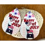 Happy 4th of July Earrings Dangle hooks Fireworks Freedom Teardrop Shape… White Photo 11