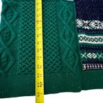 Lands End Womens Patchwork Fair Isle Cable Knit Sweater Size S Fisherman Grandpa Gray Photo 5