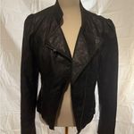 Guess Black Faux Leather Jacket with Asymmetrical Zipper and Fitted Design Photo 1